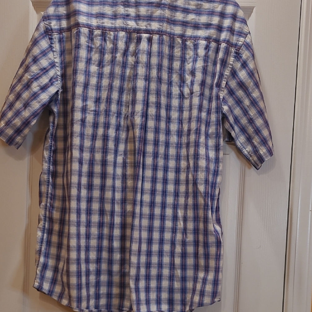 Wrangler George Strait Men's White and Blue Checkered S/S Button Shirt-Sz M - Picture 5 of 11